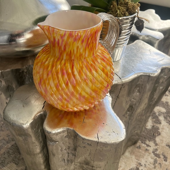 Made by web in England Victorian glass swirl rib, optic Polychrome ball pitcer - Picture 11 of 15